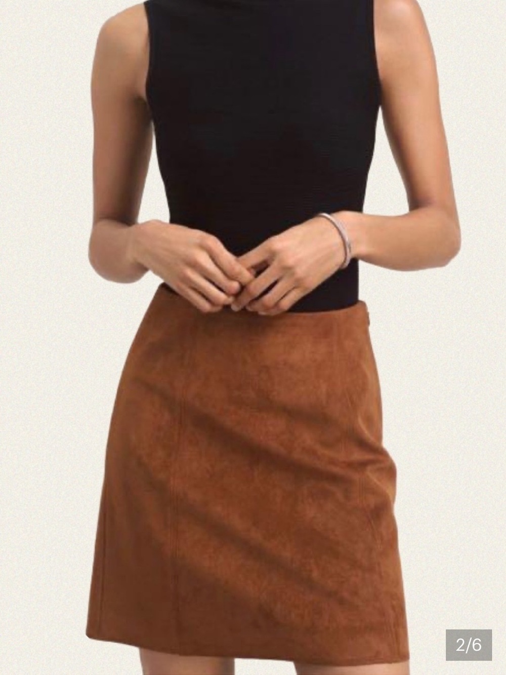 Babaton Brown Hopper Suede Mini Skirt